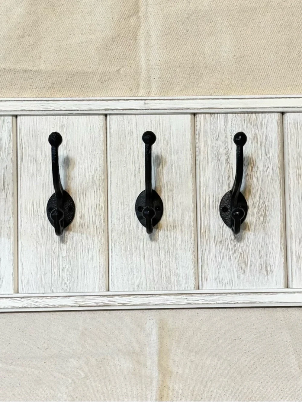 Sonoma White Wall Hook Rack with Black Hooks